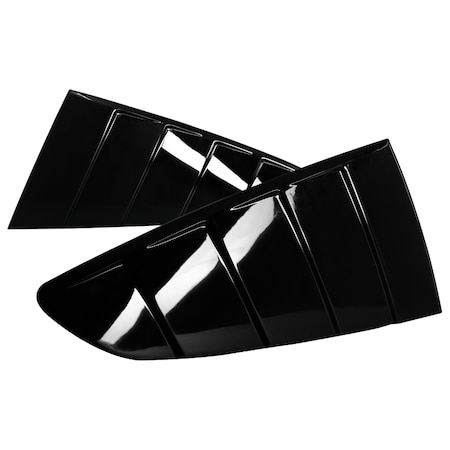 Spec-D Tuning 15-Up Ford Mustang Quarter Window Louver Glossy Black WLUQ-MST15B
